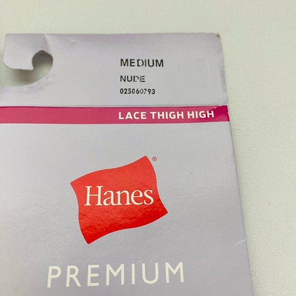 Hanes premium Silky Sheer Lace Thigh Highs. Color Nude, size Medium. NWT - Picture 5 of 11